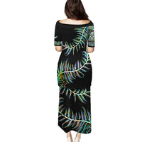 New Zealand Family Matching Puletasi Dress and Hawaiian Shirt Aotearoa Silver Fern Mixed Papua Shell Green Vibe LT9 - Polynesian Pride