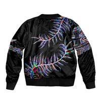 New Zealand Bomber Jacket Aotearoa Silver Fern Mixed Papua Shell Purple Vibe LT9 - Polynesian Pride