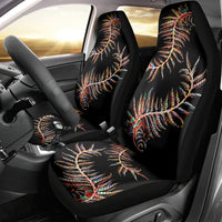 New Zealand Car Seat Cover Aotearoa Silver Fern Mixed Papua Shell Red Vibe LT9 - Polynesian Pride