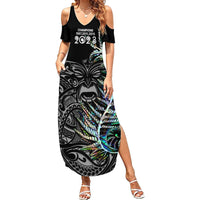 Custom New Zealand Rugby Family Matching Summer Maxi Dress and Hawaiian Shirt NZ Black Fern Champions History With Papua Shell LT9 Mom's Dress Black - Polynesian Pride