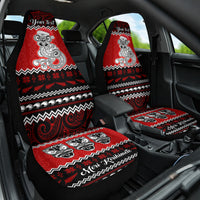 Personalised New Zealand Christmas Car Seat Cover Maori Tiki Meri Kirihimete LT9 One Size Red - Polynesian Pride