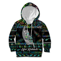 Personalised New Zealand Christmas Kid Hoodie Maori Fern Manaia Meri Kirihimete with Papaua Shell LT9 Hoodie Black - Polynesian Pride