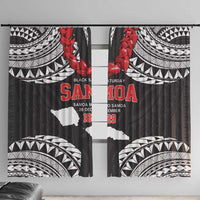 Samoa Black Saturday Window Curtain Samoa mo Samoa with Black Ula Fala LT9 With Hooks Black - Polynesian Pride