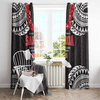 Samoa Black Saturday Window Curtain Samoa mo Samoa with Black Ula Fala LT9 - Polynesian Pride