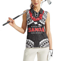 Samoa Black Saturday Women Sleeveless Polo Shirt Samoa mo Samoa with Black Ula Fala
