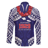 Samoa Black Saturday Family Matching Off The Shoulder Long Sleeve Dress and Hawaiian Shirt Samoa mo Samoa with Blue Ula Fala