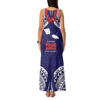Samoa Black Saturday Family Matching Tank Maxi Dress and Hawaiian Shirt Samoa mo Samoa with Blue Ula Fala