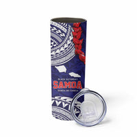 Samoa Black Saturday Skinny Tumbler Samoa mo Samoa with Blue Ula Fala LT9 - Polynesian Pride