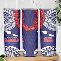 Samoa Black Saturday Skinny Tumbler Samoa mo Samoa with Blue Ula Fala LT9 - Polynesian Pride