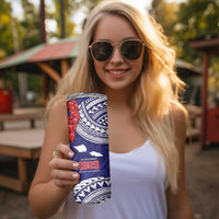 Samoa Black Saturday Skinny Tumbler Samoa mo Samoa with Blue Ula Fala LT9 - Polynesian Pride