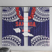 Samoa Black Saturday Window Curtain Samoa mo Samoa with Blue Ula Fala LT9 With Hooks Blue - Polynesian Pride
