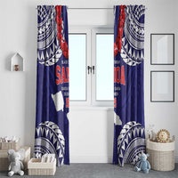Samoa Black Saturday Window Curtain Samoa mo Samoa with Blue Ula Fala LT9 - Polynesian Pride