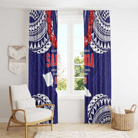 Samoa Black Saturday Window Curtain Samoa mo Samoa with Blue Ula Fala LT9 - Polynesian Pride