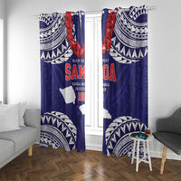 Samoa Black Saturday Window Curtain Samoa mo Samoa with Blue Ula Fala LT9 With Grommets Blue - Polynesian Pride