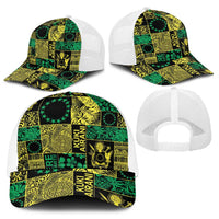 Cook Islands Mere Kiritimiti Baseball Net Cap Pacific Patchwork Xmas Vibes - Polynesian Pride