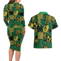 Cook Islands Mere Kiritimiti Couples Matching Long Sleeve Bodycon Dress and Hawaiian Shirt Pacific Patchwork Xmas Vibes LT9 - Polynesian Pride