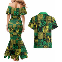 Cook Islands Mere Kiritimiti Couples Matching Mermaid Dress and Hawaiian Shirt Pacific Patchwork Xmas Vibes - Polynesian Pride