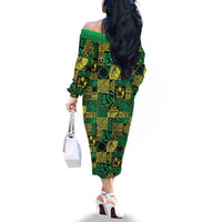 Cook Islands Mere Kiritimiti Family Matching Off The Shoulder Long Sleeve Dress and Hawaiian Shirt Pacific Patchwork Xmas Vibes LT9 - Polynesian Pride