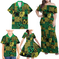 Cook Islands Mere Kiritimiti Family Matching Off Shoulder Maxi Dress and Hawaiian Shirt Pacific Patchwork Xmas Vibes LT9 - Polynesian Pride