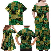 Cook Islands Mere Kiritimiti Family Matching Off Shoulder Maxi Dress and Hawaiian Shirt Pacific Patchwork Xmas Vibes LT9 - Polynesian Pride