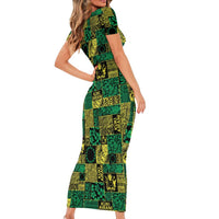 Cook Islands Mere Kiritimiti Family Matching Short Sleeve Bodycon Dress and Hawaiian Shirt Pacific Patchwork Xmas Vibes LT9 - Polynesian Pride