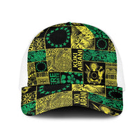 Cook Islands Mere Kiritimiti Mesh Trucker Cap Pacific Patchwork Xmas Vibes - Polynesian Pride