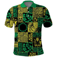 Cook Islands Mere Kiritimiti Polo Shirt Pacific Patchwork Xmas Vibes - Polynesian Pride
