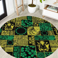 Cook Islands Mere Kiritimiti Round Carpet Pacific Patchwork Xmas Vibes LT9 Green - Polynesian Pride