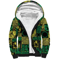 Cook Islands Mere Kiritimiti Sherpa Hoodie Pacific Patchwork Xmas Vibes - Polynesian Pride