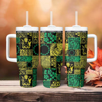 Cook Islands Mere Kiritimiti Tumbler With Handle Pacific Patchwork Xmas Vibes - Polynesian Pride