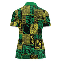 Cook Islands Mere Kiritimiti Women Polo Shirt Pacific Patchwork Xmas Vibes - Polynesian Pride