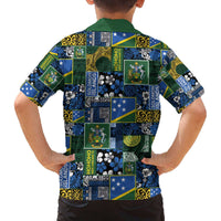 Solomon Islands Meri Kirihimete Family Matching Off The Shoulder Long Sleeve Dress and Hawaiian Shirt Pacific Patchwork Xmas Vibes - Polynesian Pride