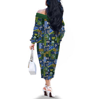 Solomon Islands Meri Kirihimete Family Matching Off The Shoulder Long Sleeve Dress and Hawaiian Shirt Pacific Patchwork Xmas Vibes - Polynesian Pride