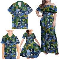 Solomon Islands Meri Kirihimete Family Matching Off Shoulder Maxi Dress and Hawaiian Shirt Pacific Patchwork Xmas Vibes LT9 - Polynesian Pride
