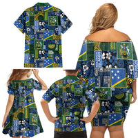 Solomon Islands Meri Kirihimete Family Matching Off Shoulder Short Dress and Hawaiian Shirt Pacific Patchwork Xmas Vibes LT9 - Polynesian Pride