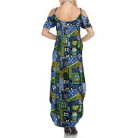 Solomon Islands Meri Kirihimete Family Matching Summer Maxi Dress and Hawaiian Shirt Pacific Patchwork Xmas Vibes LT9 - Polynesian Pride