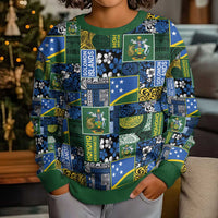 Solomon Islands Meri Kirihimete Kid Ugly Christmas Sweater Pacific Patchwork Xmas Vibes - Polynesian Pride