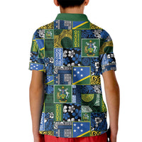 Solomon Islands Meri Kirihimete Kid Polo Shirt Pacific Patchwork Xmas Vibes - Polynesian Pride