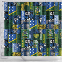 Solomon Islands Meri Kirihimete Shower Curtain Pacific Patchwork Xmas Vibes - Polynesian Pride
