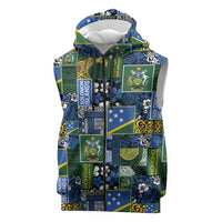 Solomon Islands Meri Kirihimete Sleeveless Zip Hoodie Pacific Patchwork Xmas Vibes - Polynesian Pride