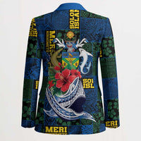 Solomon Islands Meri Kirihimete Blazer Funny Santa Riding Shark - Polynesian Pride