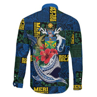 Solomon Islands Meri Kirihimete Family Matching Long Sleeve Bodycon Dress and Hawaiian Shirt Funny Santa Riding Shark LT9 - Polynesian Pride