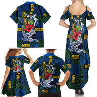 Solomon Islands Meri Kirihimete Family Matching Summer Maxi Dress and Hawaiian Shirt Funny Santa Riding Shark LT9 - Polynesian Pride