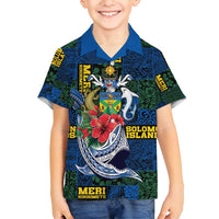 Solomon Islands Meri Kirihimete Family Matching Summer Maxi Dress and Hawaiian Shirt Funny Santa Riding Shark LT9 Son's Shirt Blue - Polynesian Pride
