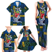 Solomon Islands Meri Kirihimete Family Matching Tank Maxi Dress and Hawaiian Shirt Funny Santa Riding Shark - Polynesian Pride
