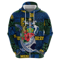 Solomon Islands Meri Kirihimete Hoodie Funny Santa Riding Shark - Polynesian Pride