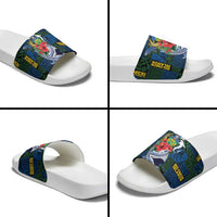 Solomon Islands Meri Kirihimete Slide Sandals Funny Santa Riding Shark - Polynesian Pride