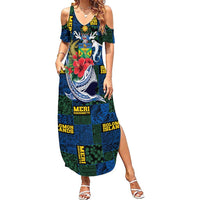 Solomon Islands Meri Kirihimete Summer Maxi Dress Funny Santa Riding Shark - Polynesian Pride