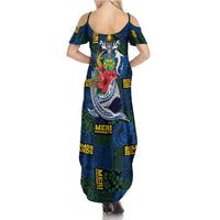 Solomon Islands Meri Kirihimete Summer Maxi Dress Funny Santa Riding Shark - Polynesian Pride
