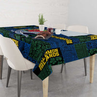 Solomon Islands Meri Kirihimete Tablecloth Funny Santa Riding Shark - Polynesian Pride